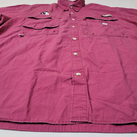 Columbia Mens FSU Seminoles Button Up Shirt Short Sleeve Vented Cotton Size L - Picture 8 of 9